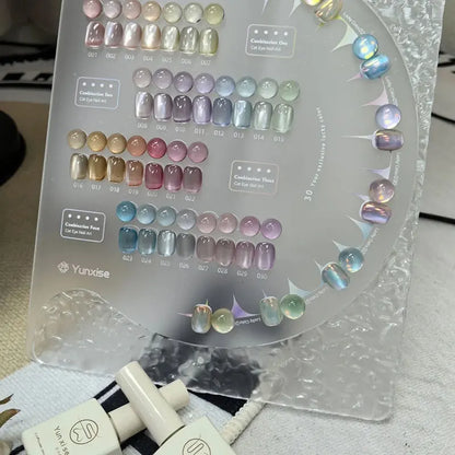 Eleanos 30pcs Aurora Cat Eye Gel Set WIth Aurora Powder  Shiny Shimmer Fairy Crystal Magnetic Gel Nail Polish UV/LED Gel Polish