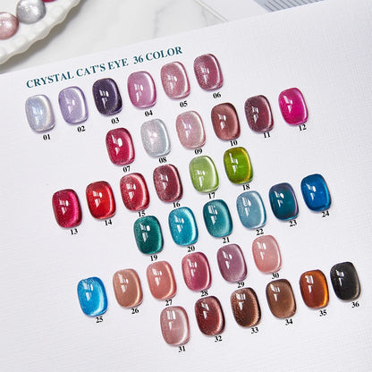 Vendeeni 36 Colors/Set Glitter Crystal Cat Eye Gel Nail Polish Semi Permanent UV Magnetic Wide Cat Eye Gel Varnish With Display