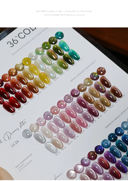 36color/set Star River Cat Eye Gel Nails Polish 15ml Magnetic Gel Glass Beads Semi Permanent Soak Off UV Nail Gel For Nail Salon