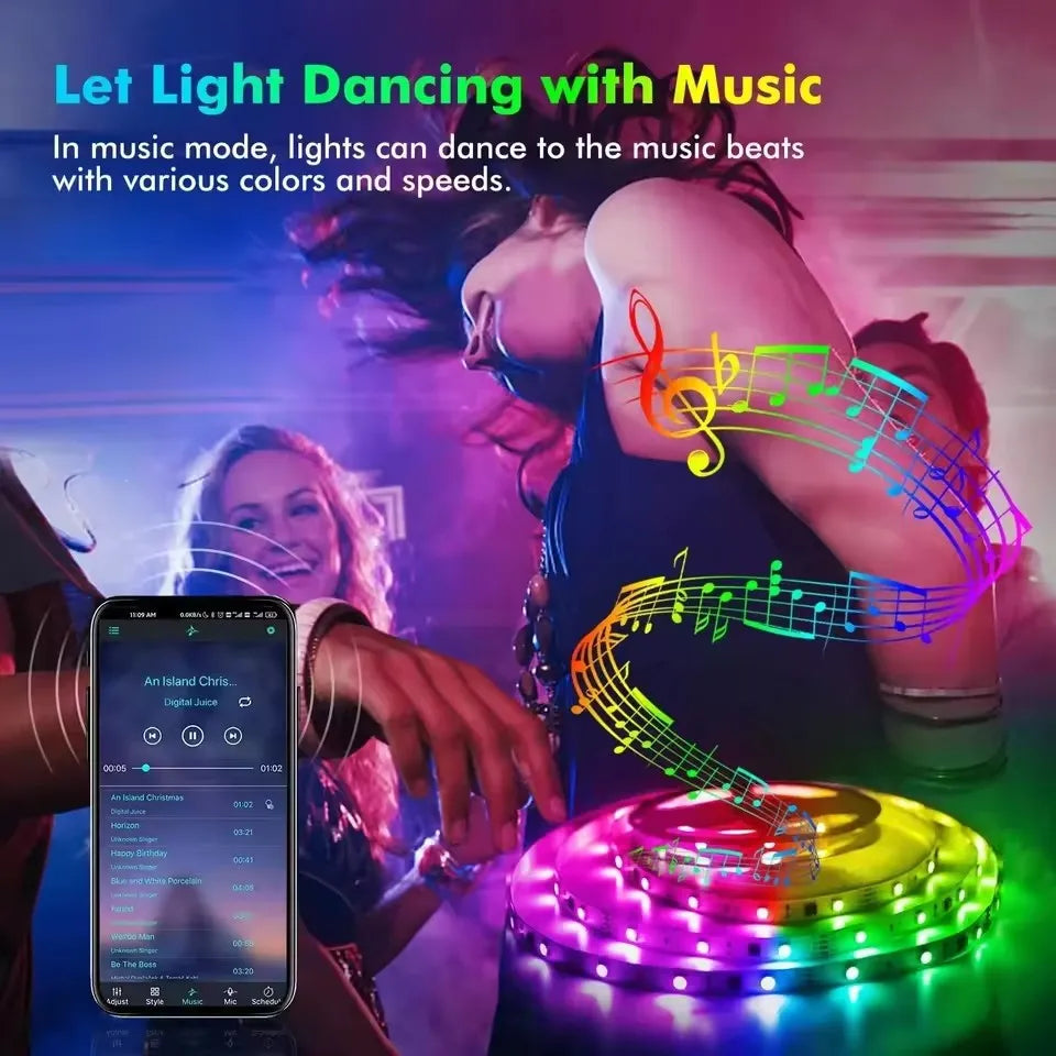 USB RGB LED Strip Lights with App Control (1–30m)