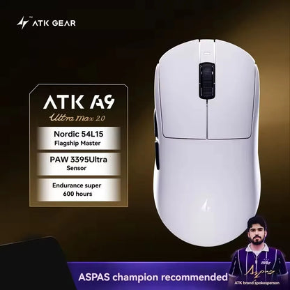 ATK A9 Air Ultimate Wireless Gaming Mouse Tri-Model Dual 8KHz PAW3950UItra 800mAh 42000DPI 750IPS Lightweight Ergonomic E-sports