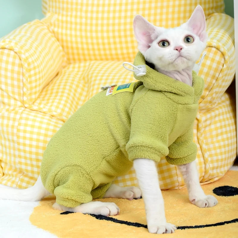 Fleece Hooded Sweater for Sphynx Cats 🐱❄️