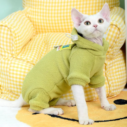 Fleece Hooded Sweater for Sphynx Cats 🐱❄️