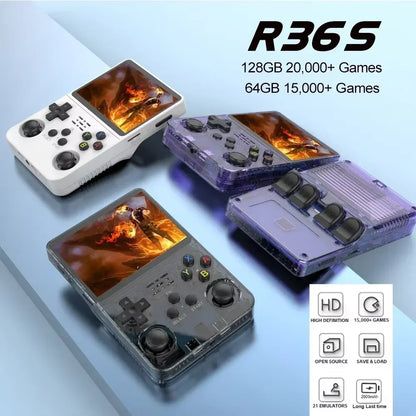 BOYHOM 100% Original ARKOS 2.0 R36S Retro Handheld Game Console 3.5'' IPS,15000+ Games, Retro Portable Pocket Player, 64G/128G