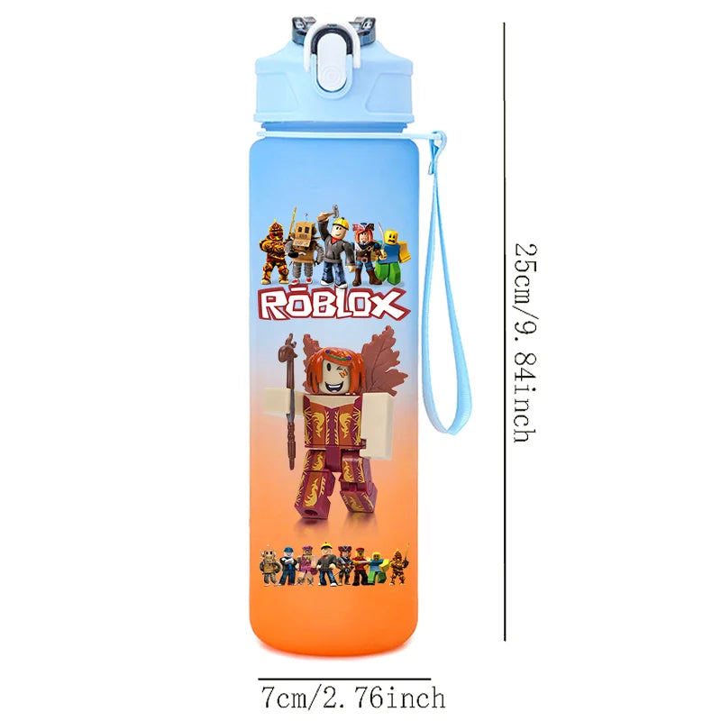 Roblox Anime Cartoon Straw Drink Bottle 750ml Gradient Color Water Cup Game Student Daily Necessities Gourde Boy Holiday Gift
