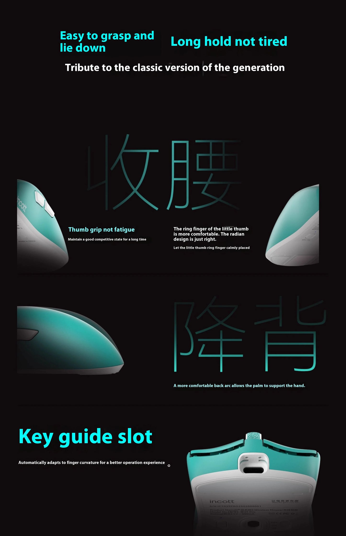 Incott 039/039Pro Wireless Mouse Tri Mod Long Battery Life Web Driver Ergonomics Lightweight Custom Office Gaming Mice PC Gifts