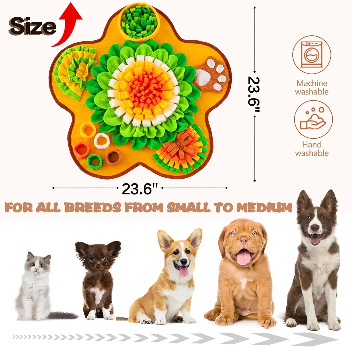 Snuffle Mat for Dogs, Pet Snuffle Mat for Small and Medium Dogs, Interactive Sniff Mat Feeding Mat for Puppies, Slow Feeder