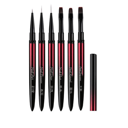 New 1/13pcs Nail Art Brush Set Black Red Metal Handle Acrylic UV Gel Polish Crystal Acrylic Nail Drawing Tools High Quality