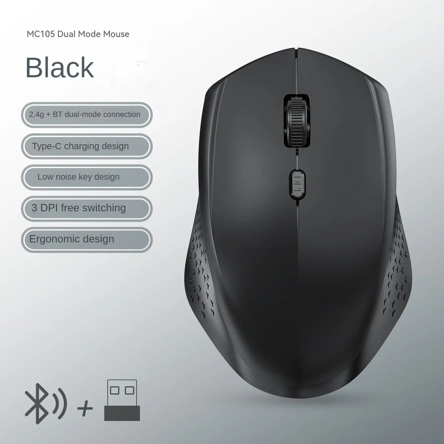 Dual-Mode 2.4G Wireless Mouse Bluetooth Mouse Office Silent Mouse Rechargeable Mice Gaming Mouse For Laptop Tablet Windows MacOS