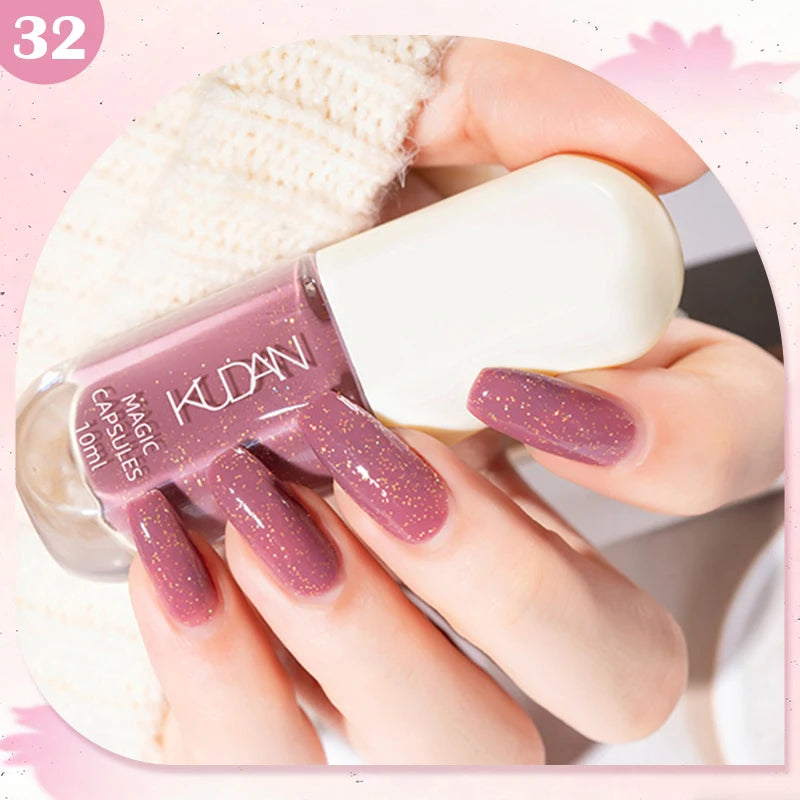 KUDAN Dark Burgundy Nail Polish, Alcohol-Free - Long-Lasting Formula Quick Drying Without Lighting, Glossy And Shiny Surface