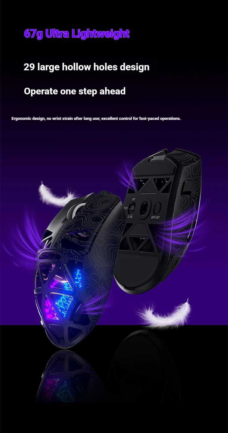 Furycube G11 1K Wireless Mouse Game Bluetooth The Third Mock Examination Paw3311 Lightweight Hollow Out Design Rgb Mouse Gift
