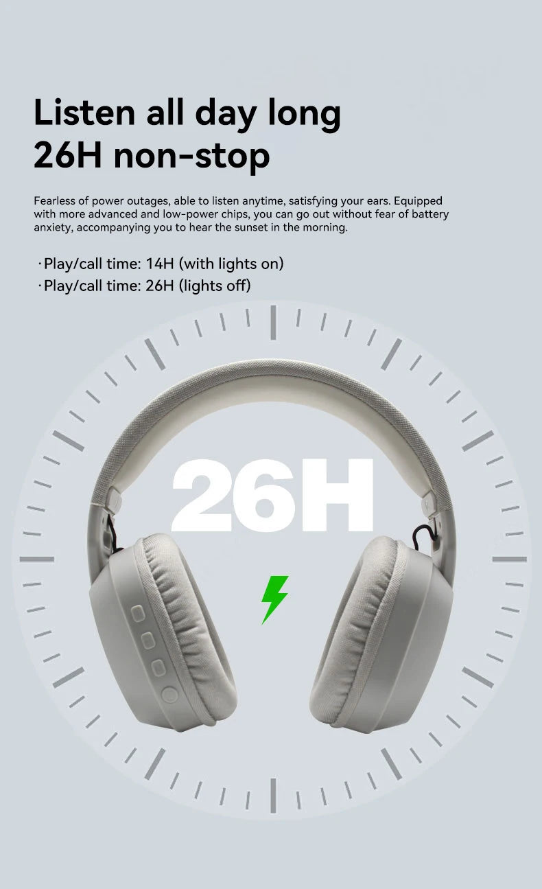 B500 RGB Bluetooth 5.4 Wireless Gaming Headset (Low Latency)