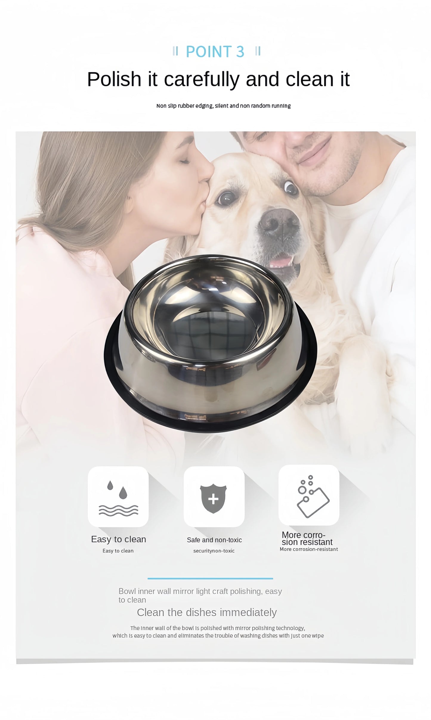 Pet Dog Cat Stainless Steel Bowl Pet Feeding Bowl Cat and Dog Drinking Bowl Metal Feeder Bowl Durable Easy To Clean Pet Supplies
