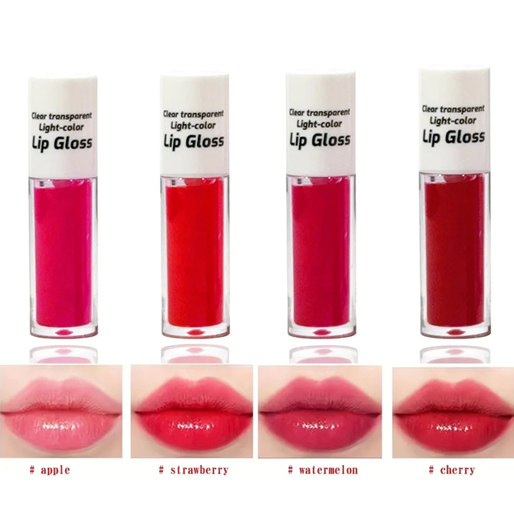 JUJU DREAM Clear Transparent Lip Gloss Set: 4-Color Water-Gloss Glaze