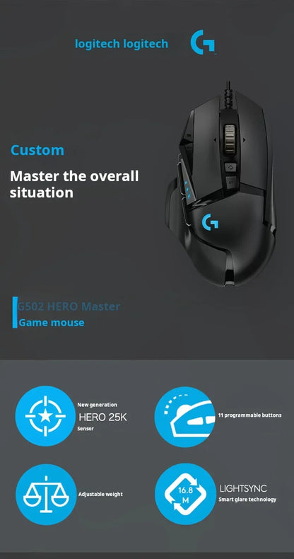 Logitech G502 HERO/G402 Sniper Gaming Mouse: RGB lighting and adjustable weights help you achieve precise wins in PUBG.