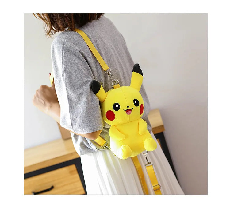 30cm Pokemon Fashion Japanese Anime Fun Cartoon Small Bag Pikachu Plush Doll Backpack Girl Cute Pikachu Plush Backpack