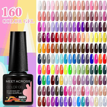 10PCS/Set 7.3ml Hot Pink Red Glitter Gel Nail Polish Soak Off Uv Led Nails Shine Finish For Diy Nail Art Manicure Nail Supplies