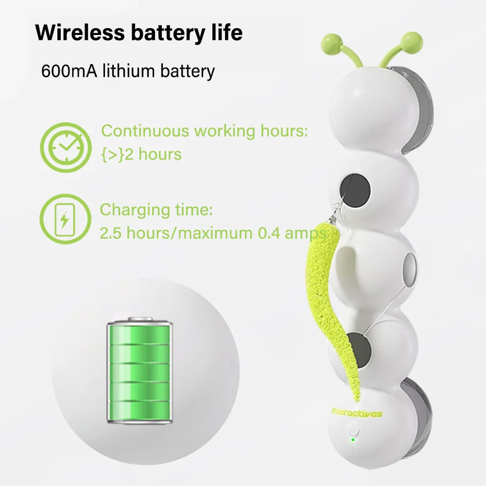 Caterpillar Interactive Cat Toy Motion Activated Wack A Worm Post Toy Rechargeable Automatic Teasing Cat Toy with Tail for Cats