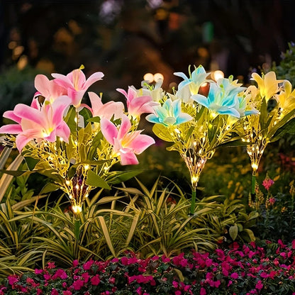 Auto Solar Lily Garden Lights (7 Heads) - Waterproof LED Outdoor Flower Decor for Yard, Pathway, Camping, Wedding | Ground Spike