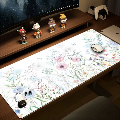 Watercolor Floral Extended Mouse Pad: Non-Slip Large Desk Mat for Office & Gaming