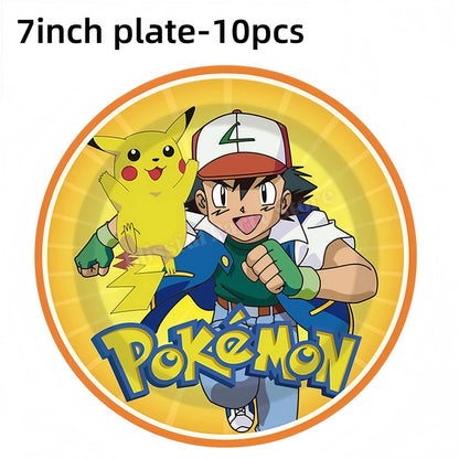 Pokemons Birthday Party Decoration Lightning Pikachu Balloon Tableware Kit Cup Plate Gift Bag Kid Favor Gift Baby Shower Supplie