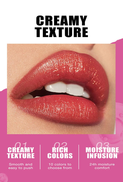 LANGMANNI 10 colors slant mouth pearlescent swivel slant mouth design lipstick single pack lipstick lasting color lip gloss
