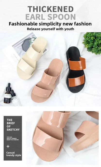 Korean Style Summer Roma Sandals With Thick Bottom And Soft Sole Simple Mom Shoes Jelly Beach Slippers Casual Women's Shoes