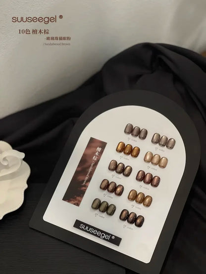 SUUSEEGEL 2025 Autumn Winter Collection 10 Colors Brown Moonlight Cat Eye Gel Set HEMA-free TPO-free Non-toxic Uv Gel Wholesale