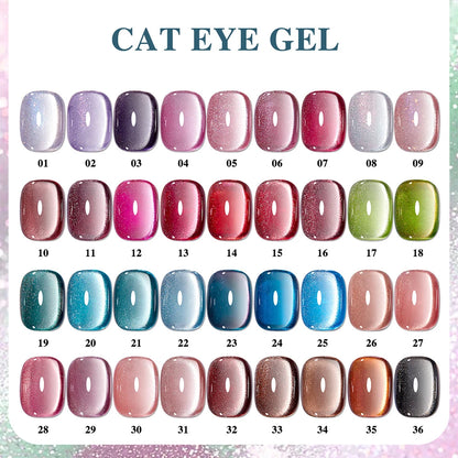 Vendeeni 36 Colors/Set Glitter Crystal Cat Eye Gel Nail Polish Semi Permanent UV Magnetic Wide Cat Eye Gel Varnish With Display