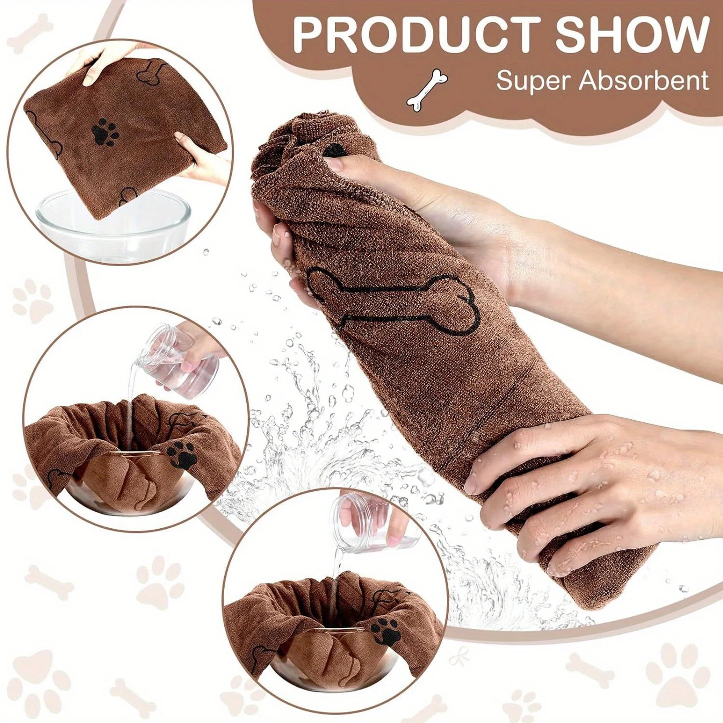 Dog Towels,Quick-Dry Microfiber  - Absorbent Pet Bath & Paw Cleaning Cloths for Medium Breeds, 40x24 Inch