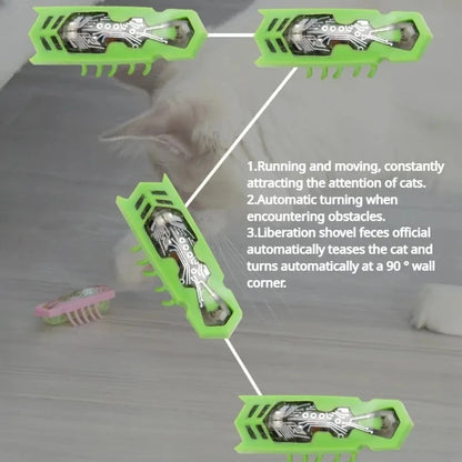 Pet Interactive Mini Electric Bug Cat Toy Kitten Escape Obstacle Automatic Flip Toy Battery Operated Vibration Beetle Supplies