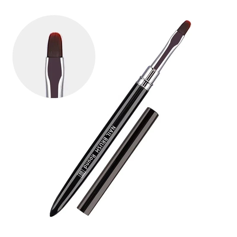 Nail Art Brush Metal Handle Phototherapy Acrylic UV Gel Brush Nails Extension Builder Painting Drawing Pen DIY Manicure Tools