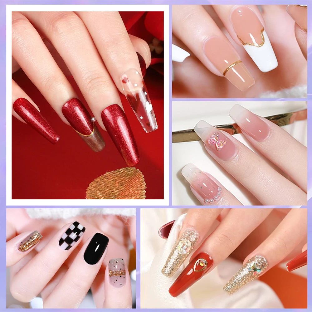 LIMEGIRL 10 Colors Nail Gel Set UV Soak Gel Base Coat Gel with Laser Powder Nail Art DIY Semi-Permanent Gel Varnish Kit