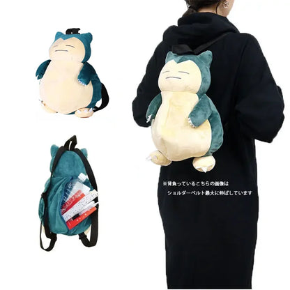 TAKARA TOMY Snorlax Pokemon Backpack Plush Kawaii Anime Pendant Stuffed Bag Soft Cartoon Schoolbag Birthday Gift