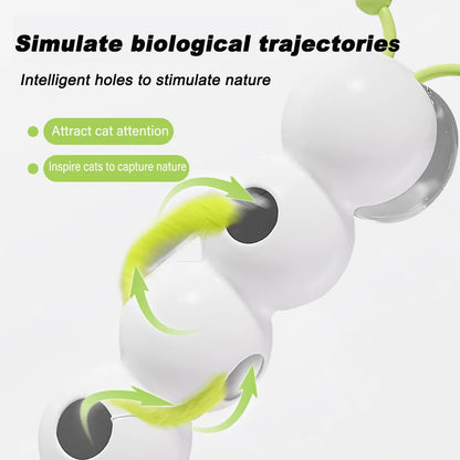 Caterpillar Interactive Cat Toy Motion Activated Wack A Worm Post Toy Rechargeable Automatic Teasing Cat Toy with Tail for Cats