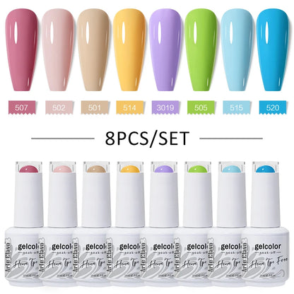 Arte Clavo 8Pcs/Set Gel Nail Polish Set 15ml Colorful Semi Permanent For Manicure Varnish Soak Off UV LED Nail Art Gel Kits