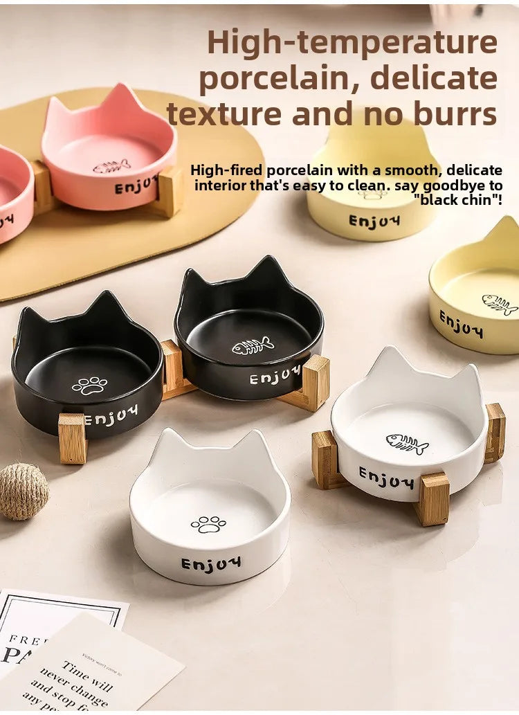 Cat Bowl Black Ceramic Dog Bowl Black Bowl Cat Food Bowl Dog Bowl Dog Drinking WaterCatFood Bowl Pet Water Bowl Anti-overturning