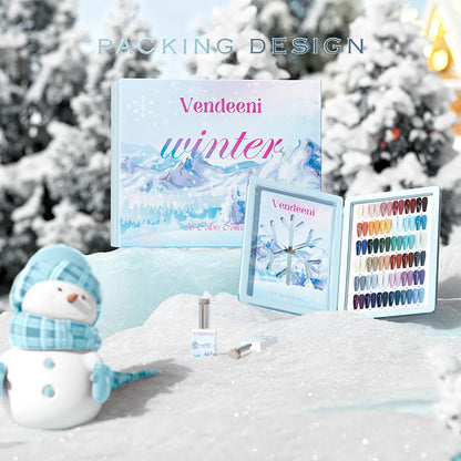 Vendeeni 36 Colors/Set High Pigment Winter Cyan Blue Gel Nail Polish TPO HEMA FREE Brown Purple UV LED Gel Varnish With Display