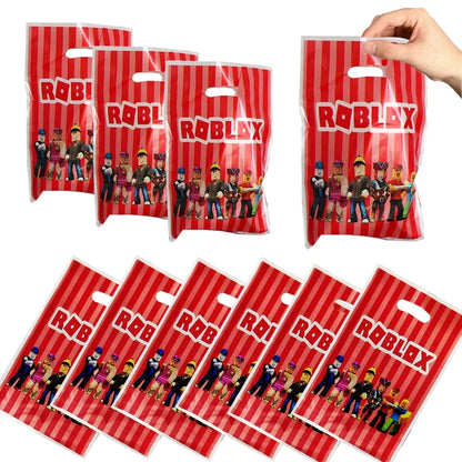 139PCS Roblox Birthday Decoration Party Kit Disposable Tableware Set Roblox Game Tablecloth Balloon Gift Bag Kids Party Supplies