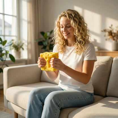 Hot-selling！ Cheese Cube Stress Ball Big Cheese Shapeable Squeeze Ball Non-Bounce Fidget Toy ASMR Sensory Anti-Stress Gift