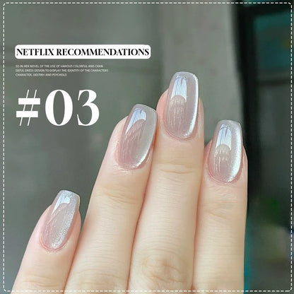 MIANEL 12ML Glass Bead Cat Eye Gel Nail Polish Flash White Spar Nude Color Magnetic Nail Polish White Nails Summer Nails 1-12pcs