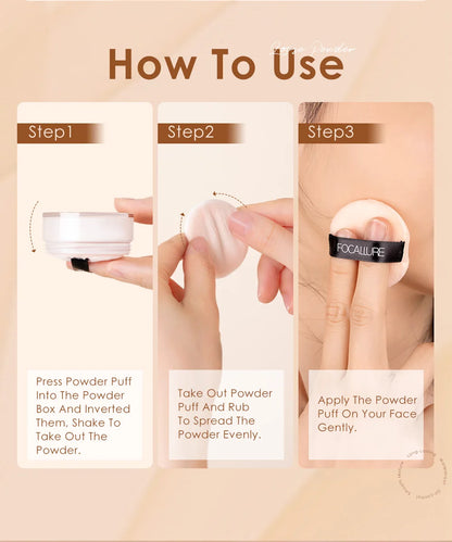 Focallure Face Loose Powder 3 Colors Ultra-Light Perfect Finishing Makeup Powder Waterproof Translucent Setting Powder Cosmetic