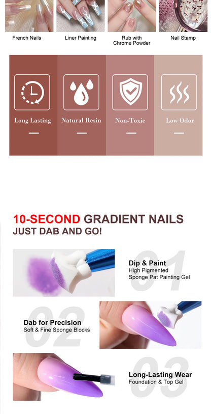 LIMEGIRL 7in1 Nail Gradient Painting Gel Long-lasting Nail Gel Polish Hybrid Color Nail Art Design High Texture Gradient Gel