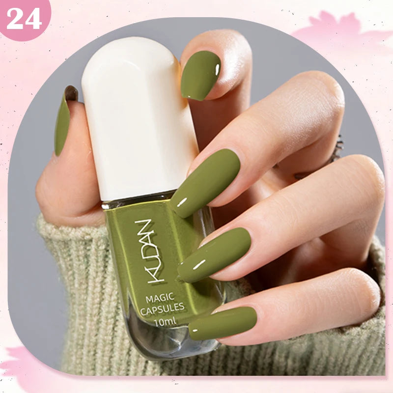 KUDAN Dark Burgundy Nail Polish, Alcohol-Free - Long-Lasting Formula Quick Drying Without Lighting, Glossy And Shiny Surface
