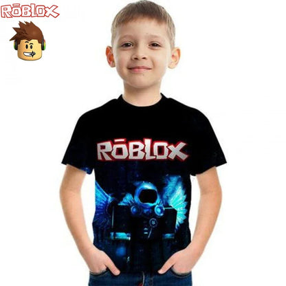 Roblox Children Summer Gamer T-shirt Boys Clothes Girls Anime Short Sleeve
