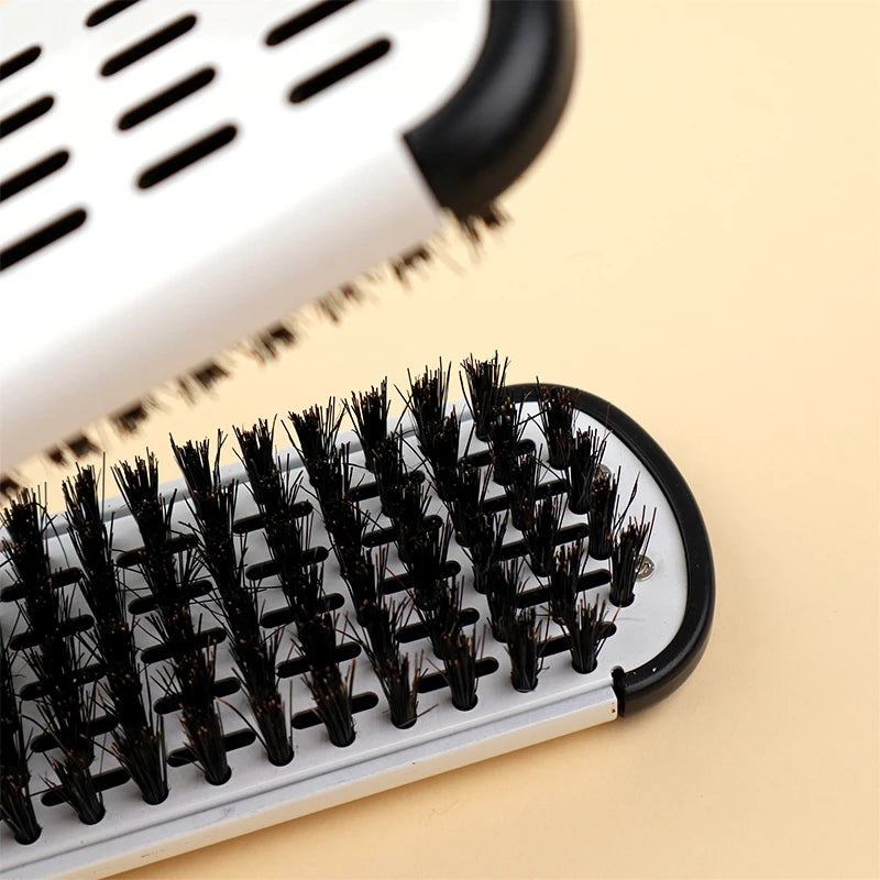 Pro Hairdressing Straightener Hairbrush Nylon Hair Straightening Double Brushes V Shape Comb Clamp Not Hurt Styling Tools DIY