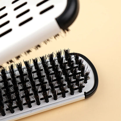 Pro Hairdressing Straightener Hairbrush Nylon Hair Straightening Double Brushes V Shape Comb Clamp Not Hurt Styling Tools DIY