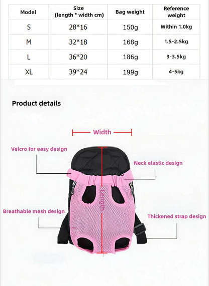 Pet Outdoor Backpack Dog carriers backpack on the chest Portable breathable folding backpack with mesh dog walking chest bag