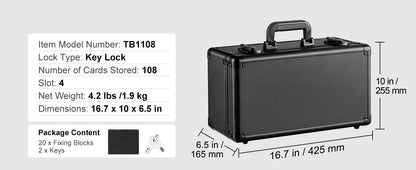SucceBuy Graded Card Storage Box 4 Slots or 5Slots with Key Lock or Coded Lock Foam Dividers for 96/108/120/162 PSA Graded Cards