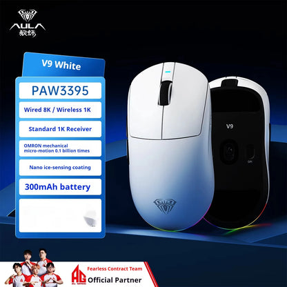 AULA V9 V9+ Wireless Mouse Tri Mode Bluetooth Lightweight Mouse E-sports Gaming Mice Esports Gaming Mice PC Accessories Gifts
